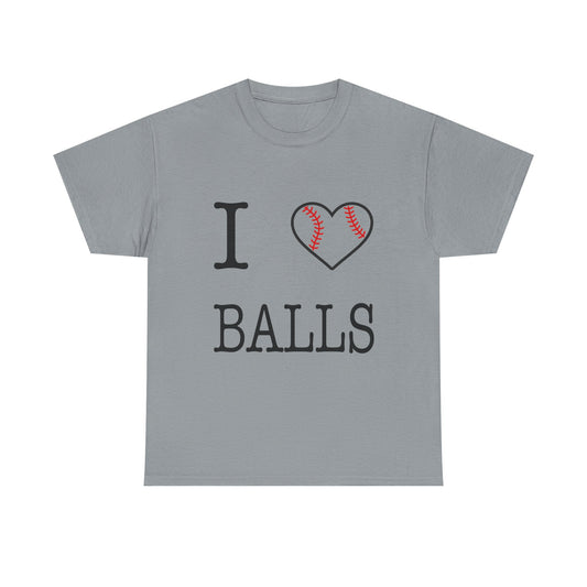 I Heart Balls Unisex Heavy Cotton Tee (Black lettering)