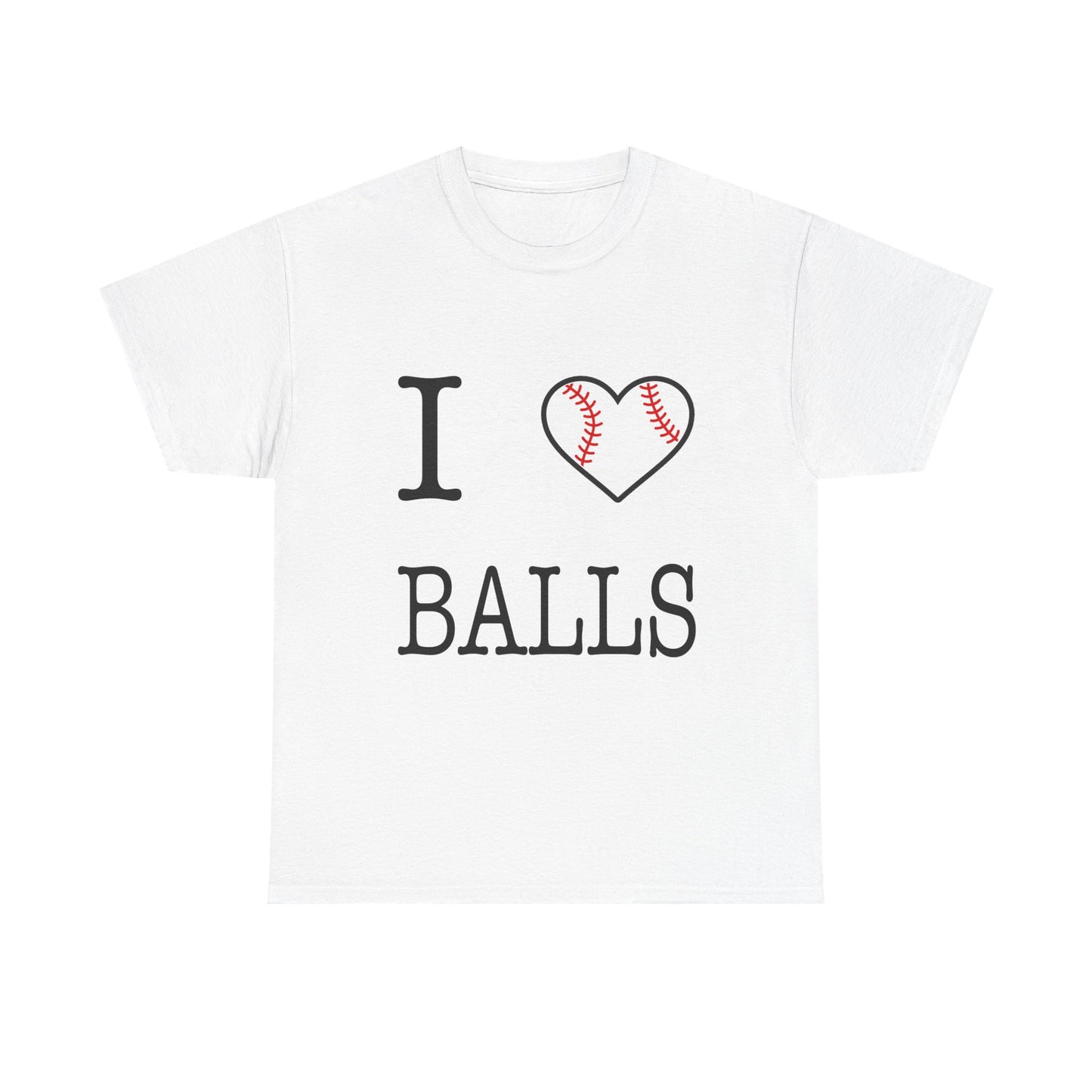 I Heart Balls Unisex Heavy Cotton Tee (Black lettering)