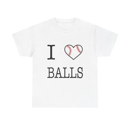 I Heart Balls Unisex Heavy Cotton Tee (Black lettering)