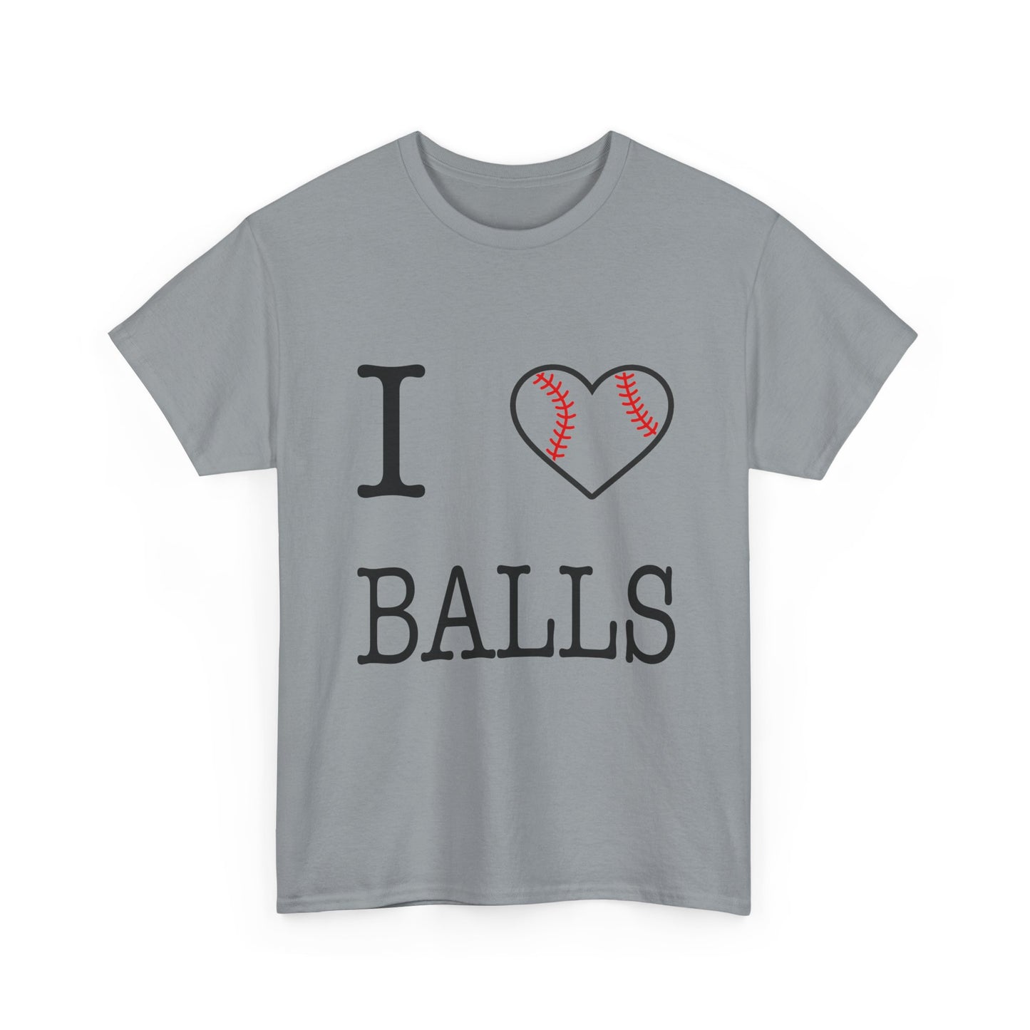 I Heart Balls Unisex Heavy Cotton Tee (Black lettering)