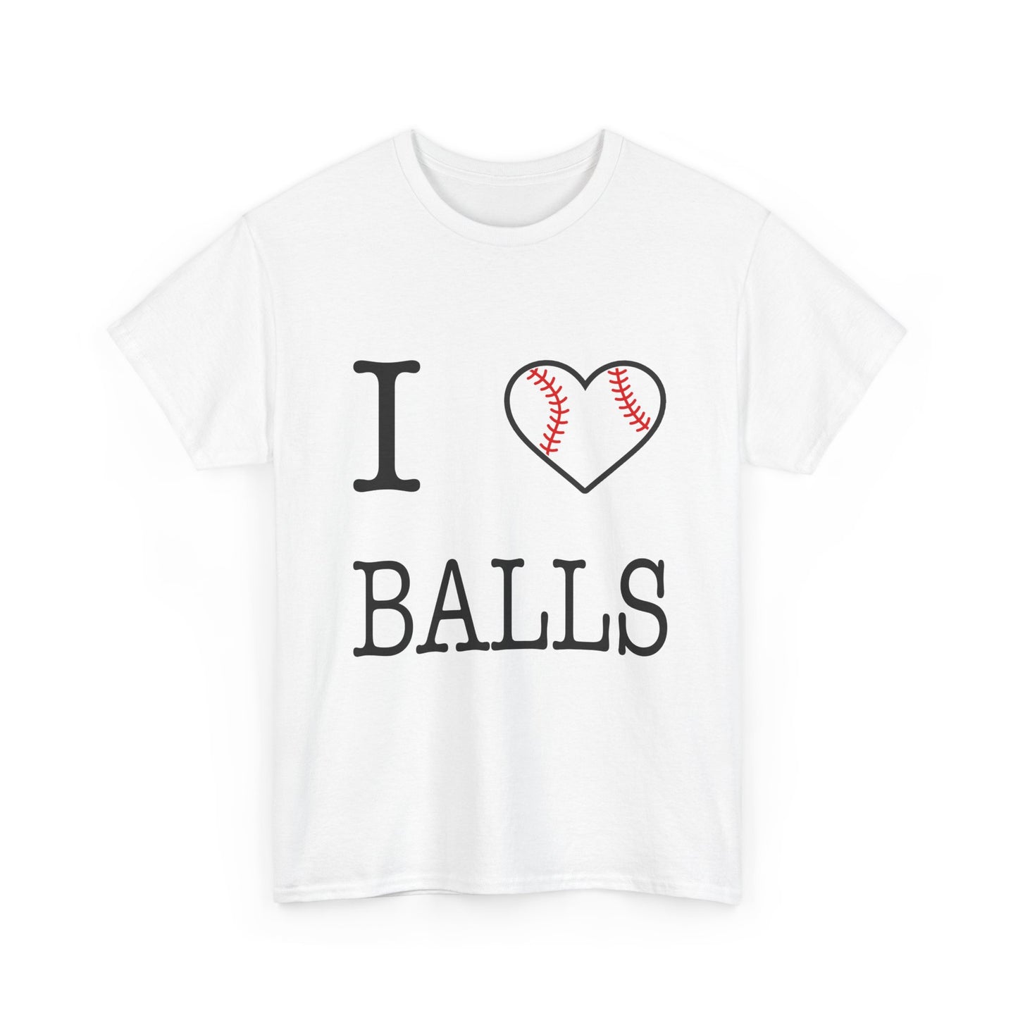 I Heart Balls Unisex Heavy Cotton Tee (Black lettering)